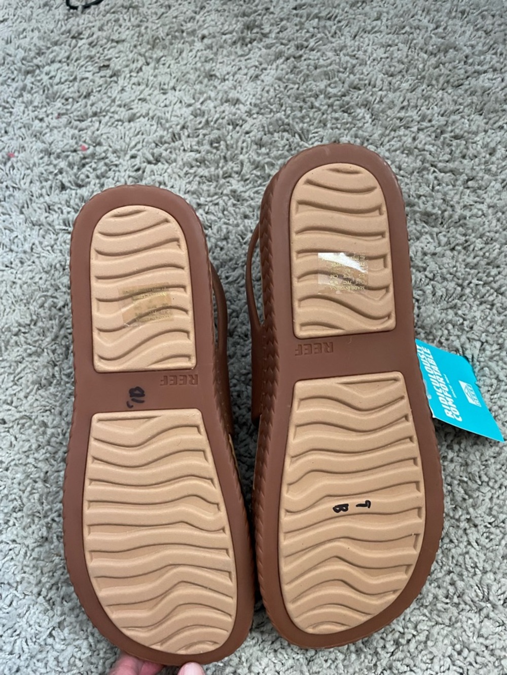 Reef Vista Platform Rubber Sandals NWT Size 9 Tan Woven Sole Boho Summer - Picture 5 of 10